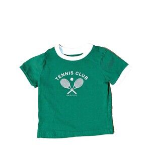 Janie And Jack Baby Size 12-18 Months Cotton Green T-shirt " Tennis Club "